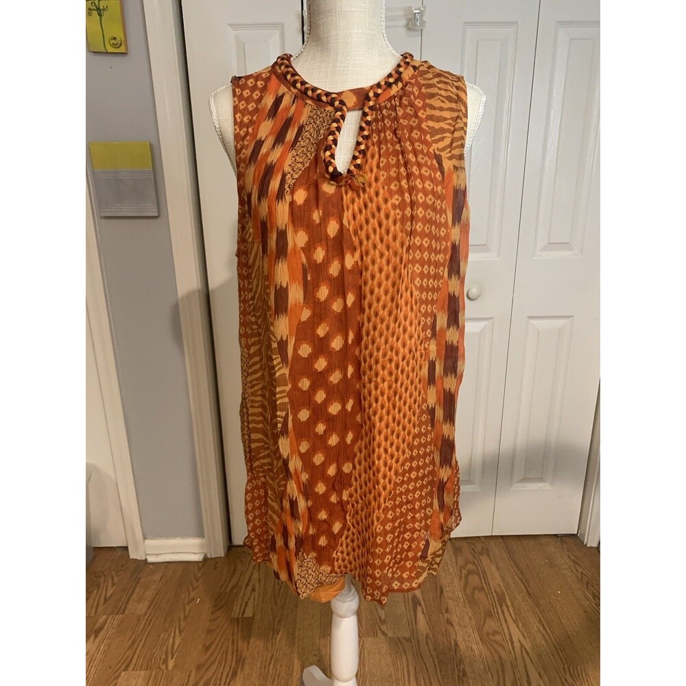 Soft Surroundings Moors Braided Tassel Tunic Tank Top Sleeveless Boho Sz LARGE